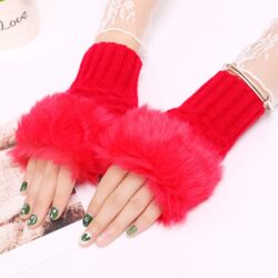 Fingerless Faux Fur Gloves For Women