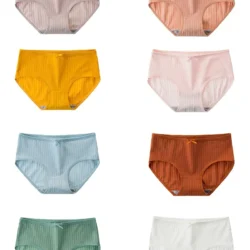 Comfortable Ribbed Panties, Soft & Colorful Bikini Briefs, Women's Lingerie & Underwear