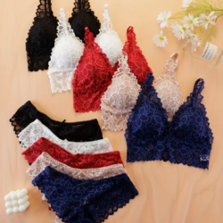 Elegant Lace Wireless Supportive Bralette Set for Women Perfect Fashionable Wedding Night Gift
